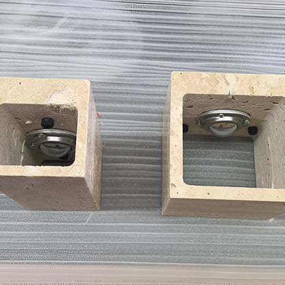 Outdoor LED Sconce Natural Stone Up-Down Light Waterproof Garden Wall Mount Fixture for Patio Entryway Facade 6.3 Inch Travertine Exterior L