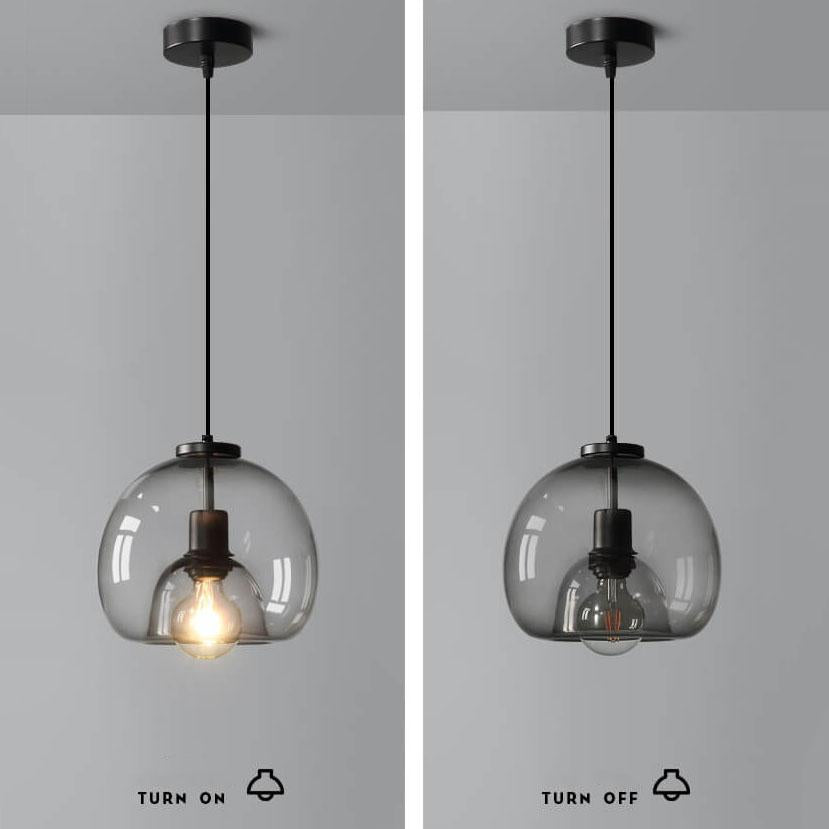 Adjustable Hanging Ceiling Light with Smoked Glass Shade 9 Inch for Dining Room Kitchen Bedroom Modern Dome Fixture Hardwired E26 Base