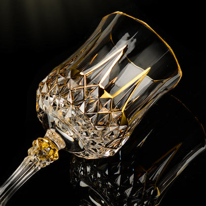 Embossed Gold Accent Wine Glass & Decanter Set with Carrying Case for Elegant Entertaining
