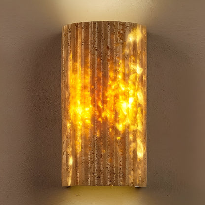 Travertine Sconce Fixture 6.5 Inch Bidirectional Illumination Indoor Outdoor Corridor Entry Facade Architectural Hardscape Garden Terrace Co