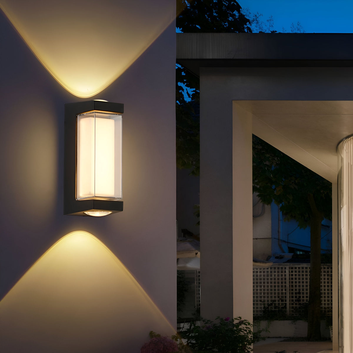 Cylindrical Outdoor Wall Sconce Up Down Light 10W LED Weatherproof Porch Facade Fixture Black White for Entryway Garden Patio Pathway Modern