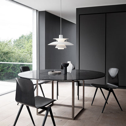 Layered Aluminum Ceiling Fixture Black 20 in Diameter for Kitchen Islands Dining Areas Modern Nordic Style Overhead Lighting E27 Socket Diff