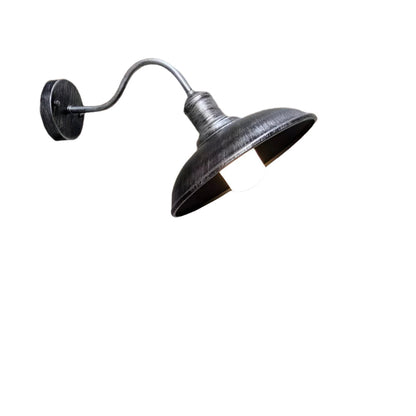 Iron Sconce Fixture with Curved Arm for Patio Garage Barn Entry 9-11 in Shade Weatherproof IP65 LED 1400 Lumen Neutral White Metal Housing
