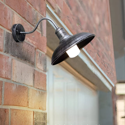 Iron Sconce Fixture with Curved Arm for Patio Garage Barn Entry 9-11 in Shade Weatherproof IP65 LED 1400 Lumen Neutral White Metal Housing