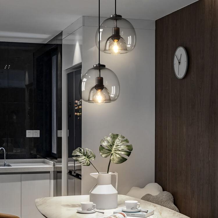 Adjustable Hanging Ceiling Light with Smoked Glass Shade 9 Inch for Dining Room Kitchen Bedroom Modern Dome Fixture Hardwired E26 Base