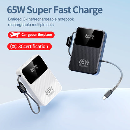 Power Bank | Cargador portátil de 65W con carga rápida inteligente y pantalla digital | Compatibilidad con múltiples dispositivos para energía dondequiera que vayas