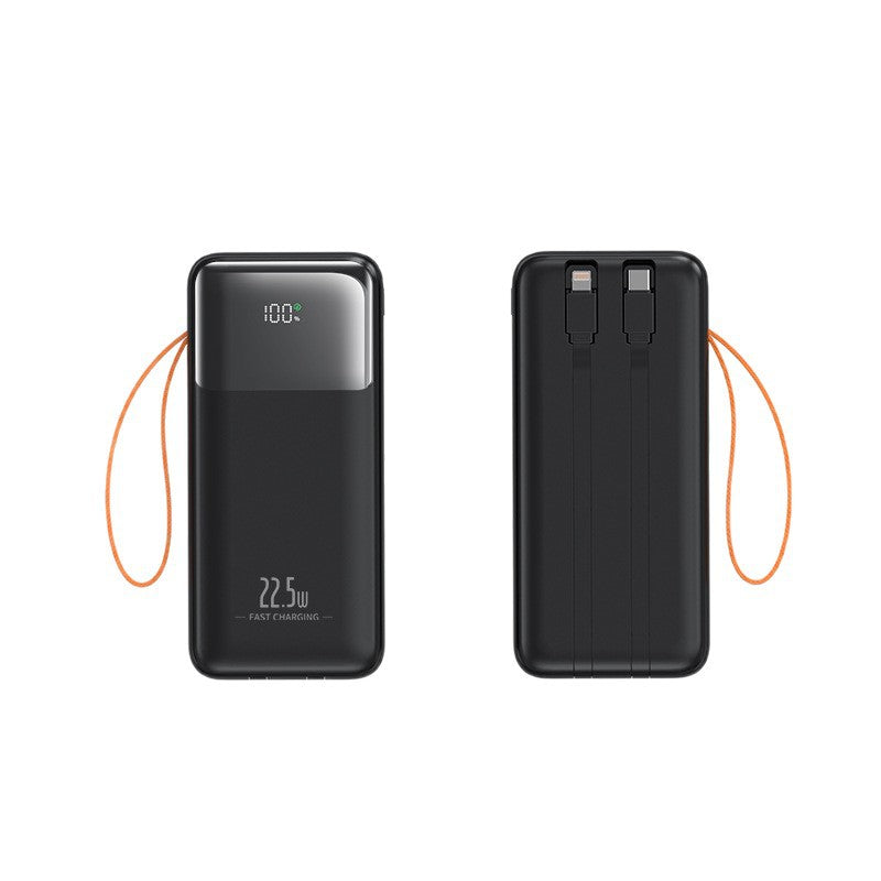 Portable Power Bank with Fast Charging & Integrated Cables | High Capacity for On-the-Go Charging