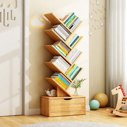 Multi-Tier Wooden Storage Rack 39 in Walnut Finish Open Shelving for Home Office Study Living Room Decorative Display