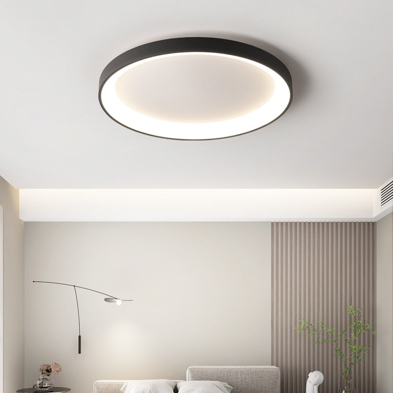 Modern Ring LED Flush Mount Light for Living Room 20 in Black Acrylic Overhead Fixture Home Office Dining Area Low Profile Circle Design 1-R