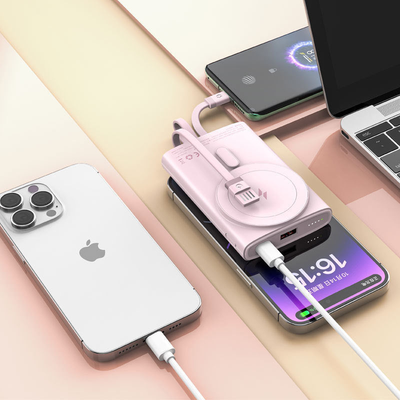 Portable High-Performance Power Bank with Cable Management | Fast Charging for Mobile Devices