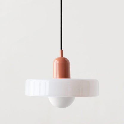 Glass Pendant Light with Adjustable Cord & Warm Glow – Modern Geometric Hanging Fixture for Dining Room & Living Room Decor
