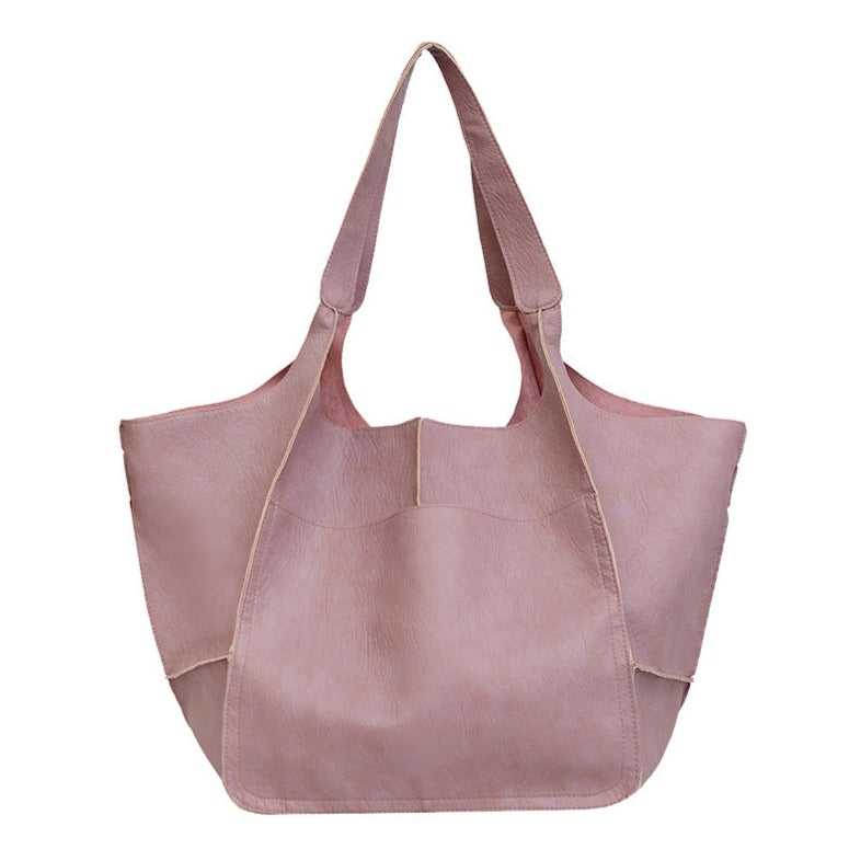 Vegan Leather Shoulder Bag – Lightweight Everyday Tote with Spacious Interior for Work, Travel & Shopping