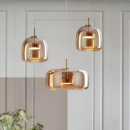 Glass Hanging Ceiling Fixture with Adjustable Cord for Dining Tables & Kitchen Islands | Color-Tunable LED Modern Farmhouse Style