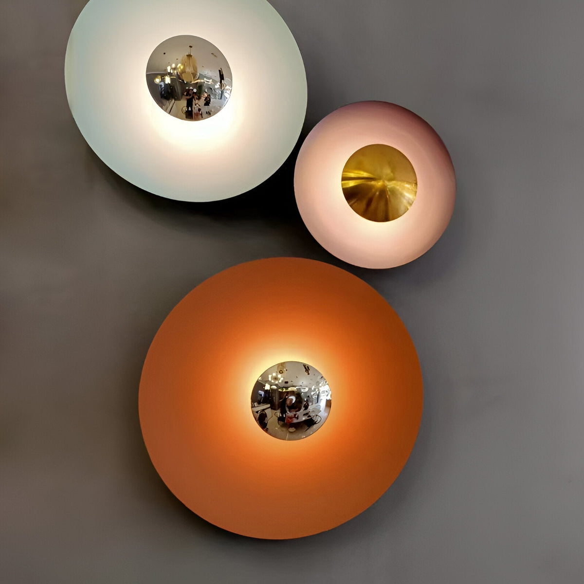 Round Iron LED Wall Sconce 16 in Diameter Ambient Light Fixture Hallway Bedroom Living Room Contemporary Circle Mount