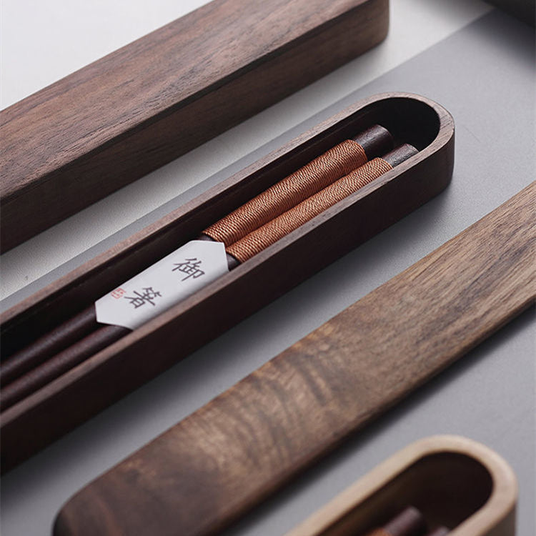 Premium Walnut Utensils for Asian Cuisine & Ramen Bowls – Artisan Wood Dining Tools with Presentation Case