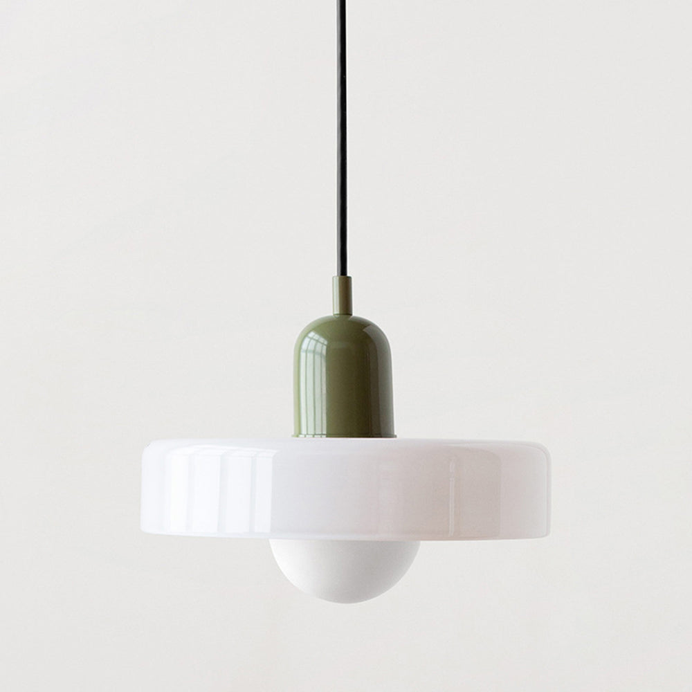 Glass Pendant Light with Adjustable Cord & Warm Glow – Modern Geometric Hanging Fixture for Dining Room & Living Room Decor