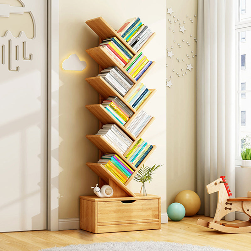 Multi-Tier Wooden Storage Rack 39 in Walnut Finish Open Shelving for Home Office Study Living Room Decorative Display