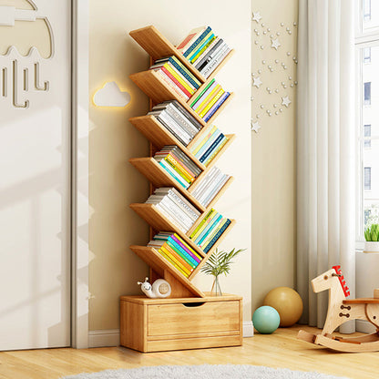 Multi-Tier Wooden Storage Rack 39 in Walnut Finish Open Shelving for Home Office Study Living Room Decorative Display