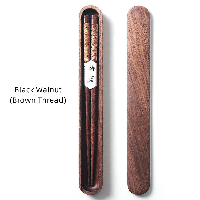 Handcrafted Wooden Chopsticks with Decorative Thread & Gift Box for Asian Dining