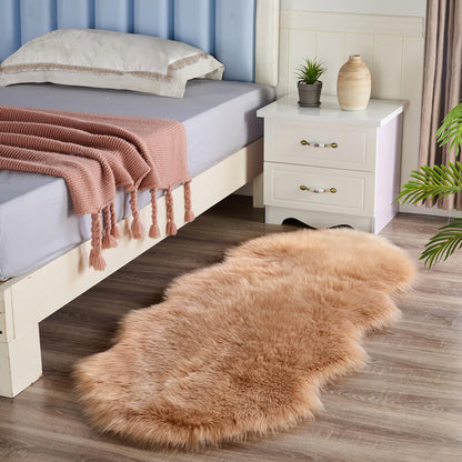 Plush Faux Fur Area Runner 24 × 47 Inches Beige Anti-Slip Backing Hallway Bedroom Entryway Ultra Soft Sheepskin Style Floor Mat for Living R