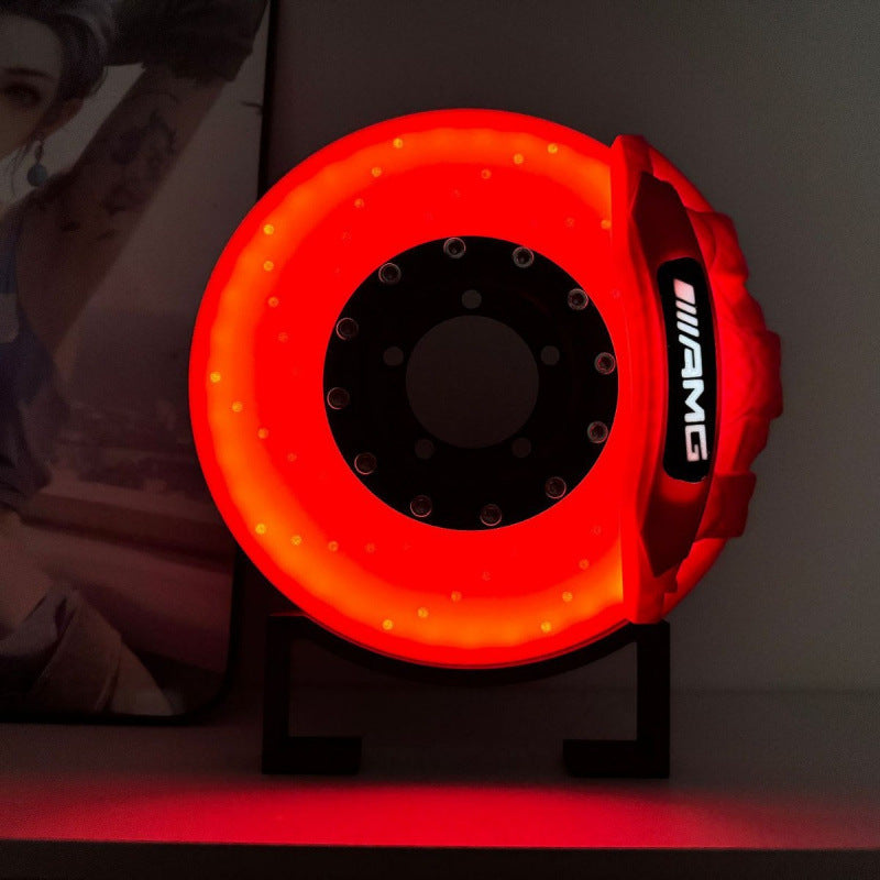Racing Brake Caliper Ambient Light with Wireless Charging Pad for Desk Decor Blue Red Yellow Motorsport Gift for Car Enthusiasts