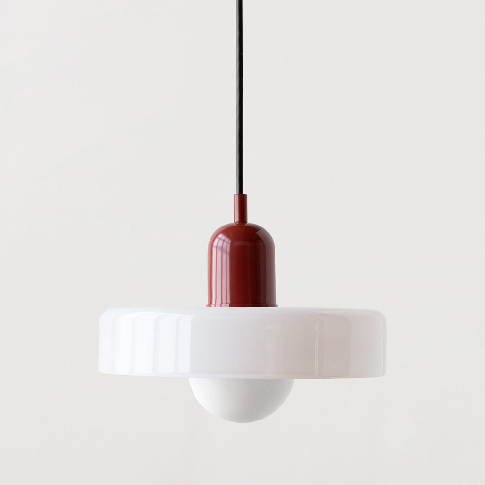 Colored Glass Pendant Light with Adjustable Cord for Dining Room & Living Room – Mid-Century Modern Geometric Hanging Fixture