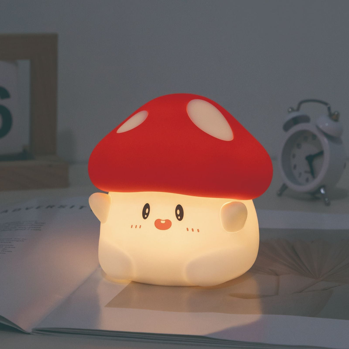 LED Mushroom Night Light for Kids – Rechargeable Touch Control Soft Glow Bedside Lamp with Timer – Cute Squishy Toddler Room Decor