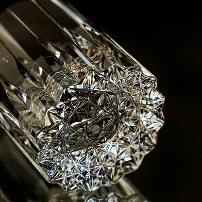 Hand-Cut Crystal Whisky Tumbler with Diamond Facets in Presentation Box for Bourbon, Scotch & Cocktails