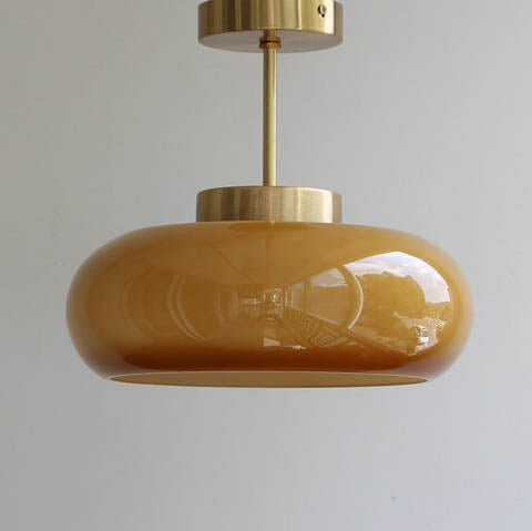 Semi-Flush Mount Golden Amber Glass Fixture 11 inch Antique Brass Finish for Bedrooms Living Rooms Hallways Vintage Style Overhead Light E26