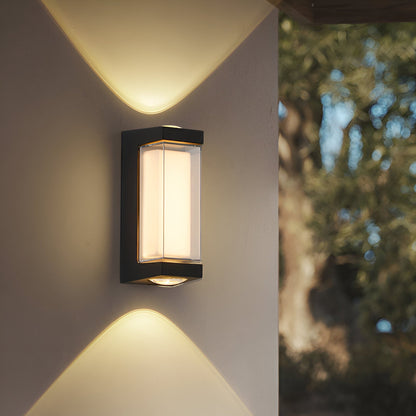 Cylindrical Outdoor Wall Sconce Up Down Light 10W LED Weatherproof Porch Facade Fixture Black White for Entryway Garden Patio Pathway Modern