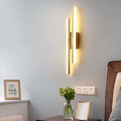 Vertical LED Wall Sconce Metal Acrylic 19 Inch Modern Ambient Lighting for Bedroom Hallway Living Room Gold Black Warm Glow Fixture Minimali