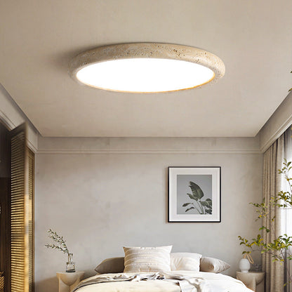 Lámpara LED de techo empotrada de piedra redonda, 15-23 pulg., luz cálida, aplique de travertino natural, diseño minimalista moderno para dormitorio, sala de estar, pasillo y entrada