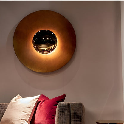 Round Iron LED Wall Sconce 16 in Diameter Ambient Light Fixture Hallway Bedroom Living Room Contemporary Circle Mount