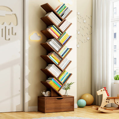 Multi-Tier Wooden Storage Rack 39 in Walnut Finish Open Shelving for Home Office Study Living Room Decorative Display