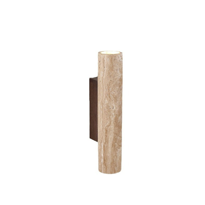 Travertine Stone Sconce Dual-Direction Light 12.6 Inch Vertical Fixture Natural Beige E27 Socket for Bedrooms Hallways Staircases Living Roo