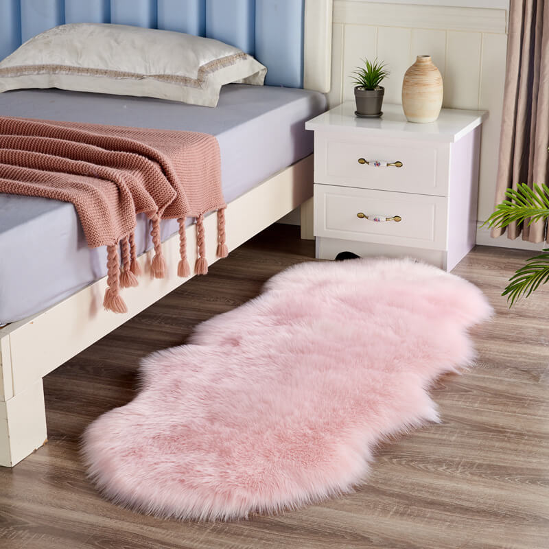 Plush Faux Fur Area Runner 24 × 47 Inches Beige Anti-Slip Backing Hallway Bedroom Entryway Ultra Soft Sheepskin Style Floor Mat for Living R