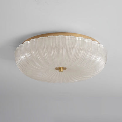Round Flush Mount LED Ceiling Light Gold Metal Frosted Glass Shade 16 Inch 36W for Bedroom Living Room Kitchen Office Indoor Lighting 3000K