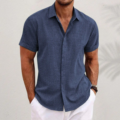Men's Breathable Short Sleeve Dress Shirt – Lightweight Cotton Blend Button-Up for Summer Casual Wear & Office