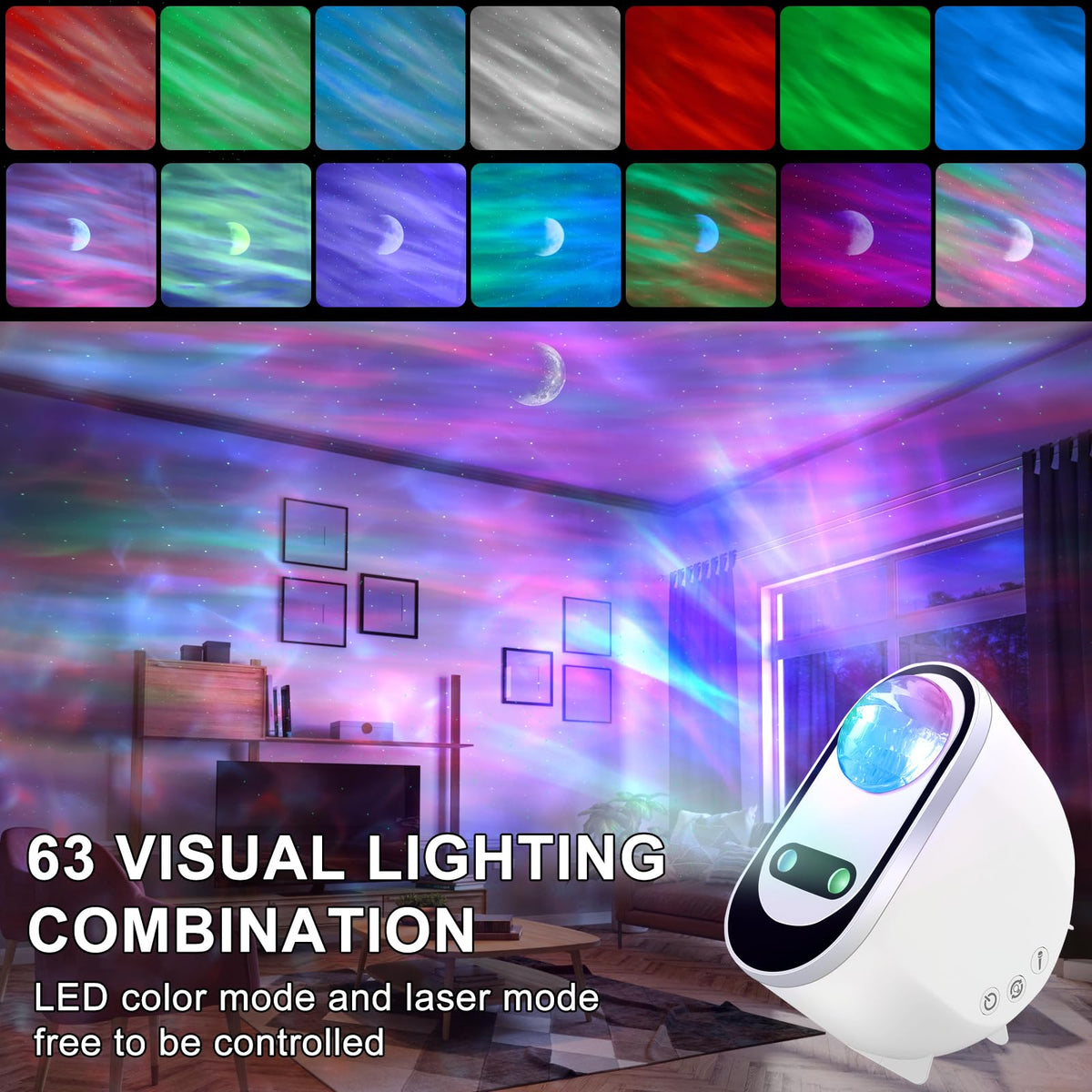 Ocean Wave Projector | LED Lighting with Bluetooth Speaker & Voice Control | Create Soothing Ambience for Relaxation