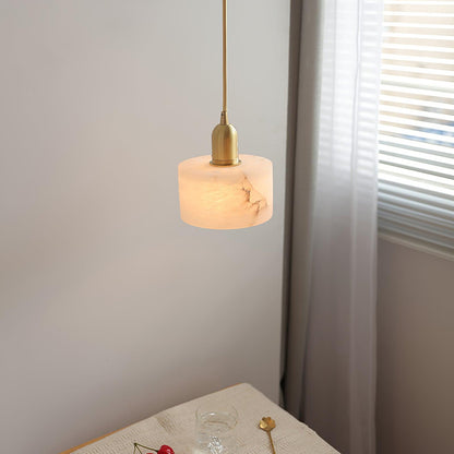Lámpara colgante de alabastro de 5.5 pulgadas, accesorio de iluminación de latón blanco para isla de cocina, comedor, espacio pequeño, lámpara de techo con base E26 E27 para interiores