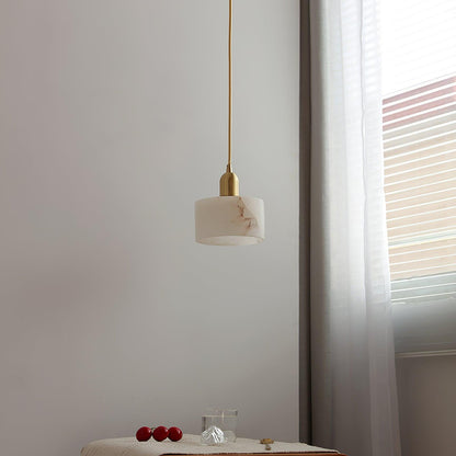 Lámpara colgante de alabastro de 5.5 pulgadas, accesorio de iluminación de latón blanco para isla de cocina, comedor, espacio pequeño, lámpara de techo con base E26 E27 para interiores