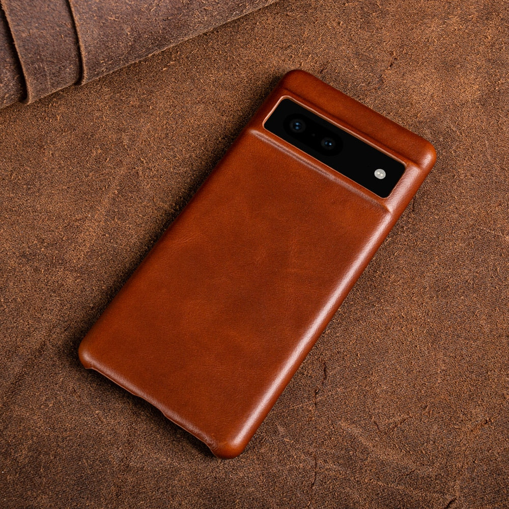 Protective Leather Phone Case for Google Pixel 11, 10, 9, 8 & 7 Series – Waxed Full-Grain Construction with Anti-Fingerprint Coating