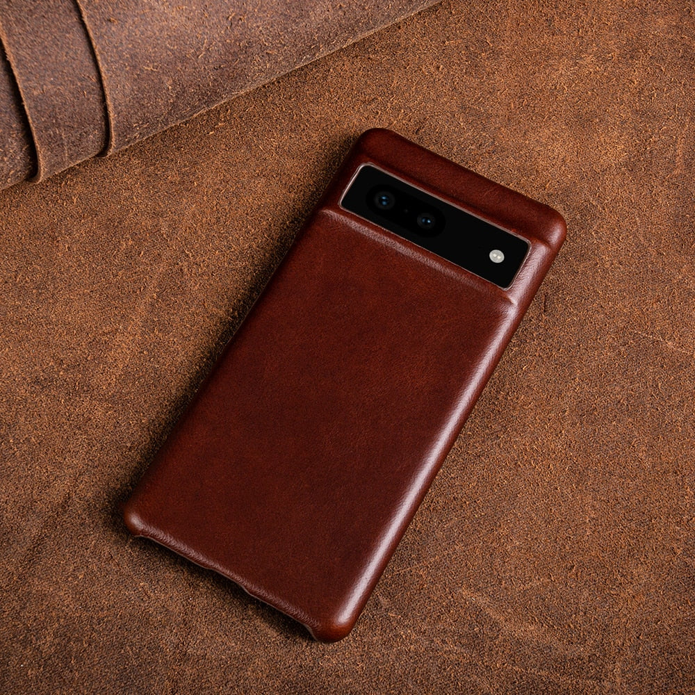 Protective Leather Phone Case for Google Pixel 11, 10, 9, 8 & 7 Series – Waxed Full-Grain Construction with Anti-Fingerprint Coating
