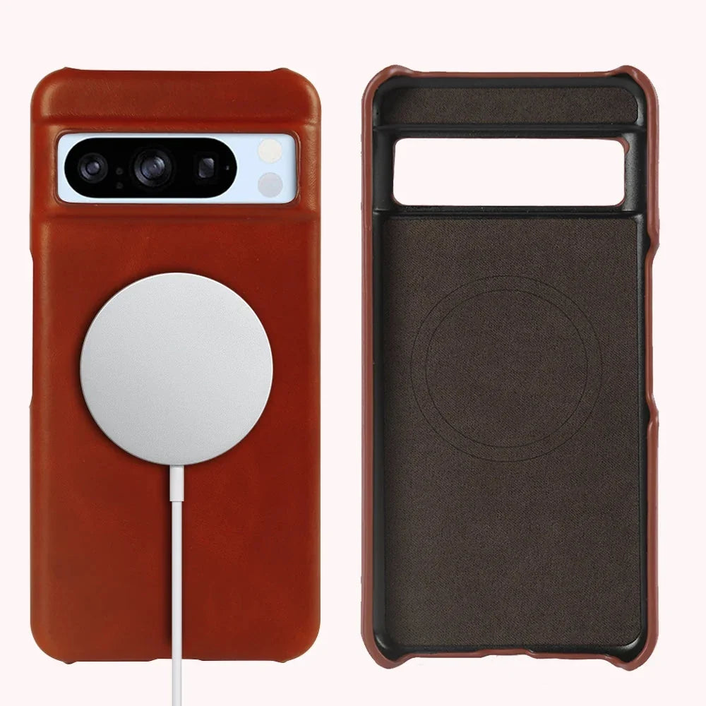 Protective Leather Phone Case for Google Pixel 11, 10, 9, 8 & 7 Series – Waxed Full-Grain Construction with Anti-Fingerprint Coating
