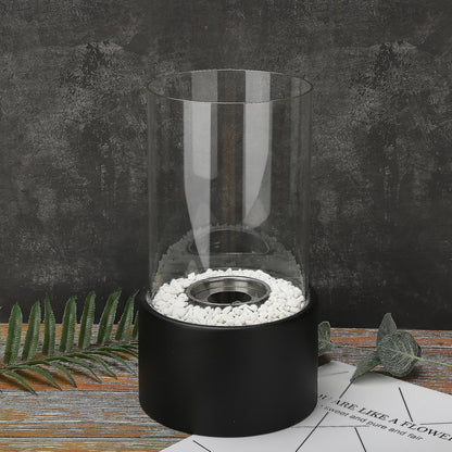 Vintage Flame Oil Lamp – Classic Tabletop Lantern with Glass Hurricane Shade for Dining Room & Living Room Ambiance