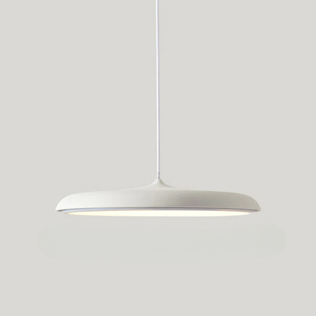 Lámpara colgante LED redonda de metal y acrílico – Luz colgante azul de 16 pulgadas para comedor, isla de cocina, dormitorio – Diseño minimalista moderno