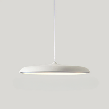 Lámpara colgante LED redonda de metal y acrílico – Luz colgante azul de 16 pulgadas para comedor, isla de cocina, dormitorio – Diseño minimalista moderno