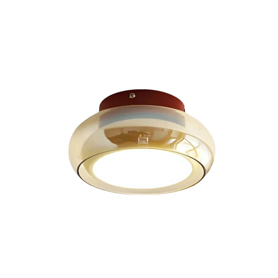 Lámpara de techo LED de montaje empotrado 24W con vidrio ámbar para habitaciones pequeñas y pasillos, luz cálida, lámpara de techo de estilo vintage para dormitorio y entrada