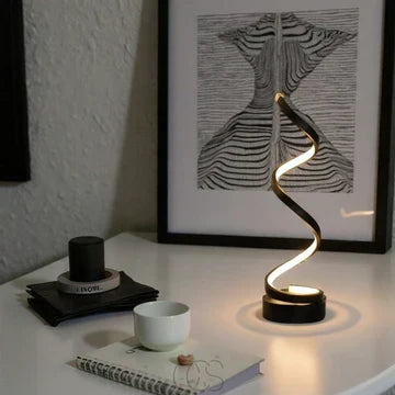 Curved Metal Desk Lamp with Dimmable LED Light and 3 Color Modes for Bedroom Office and Living Room