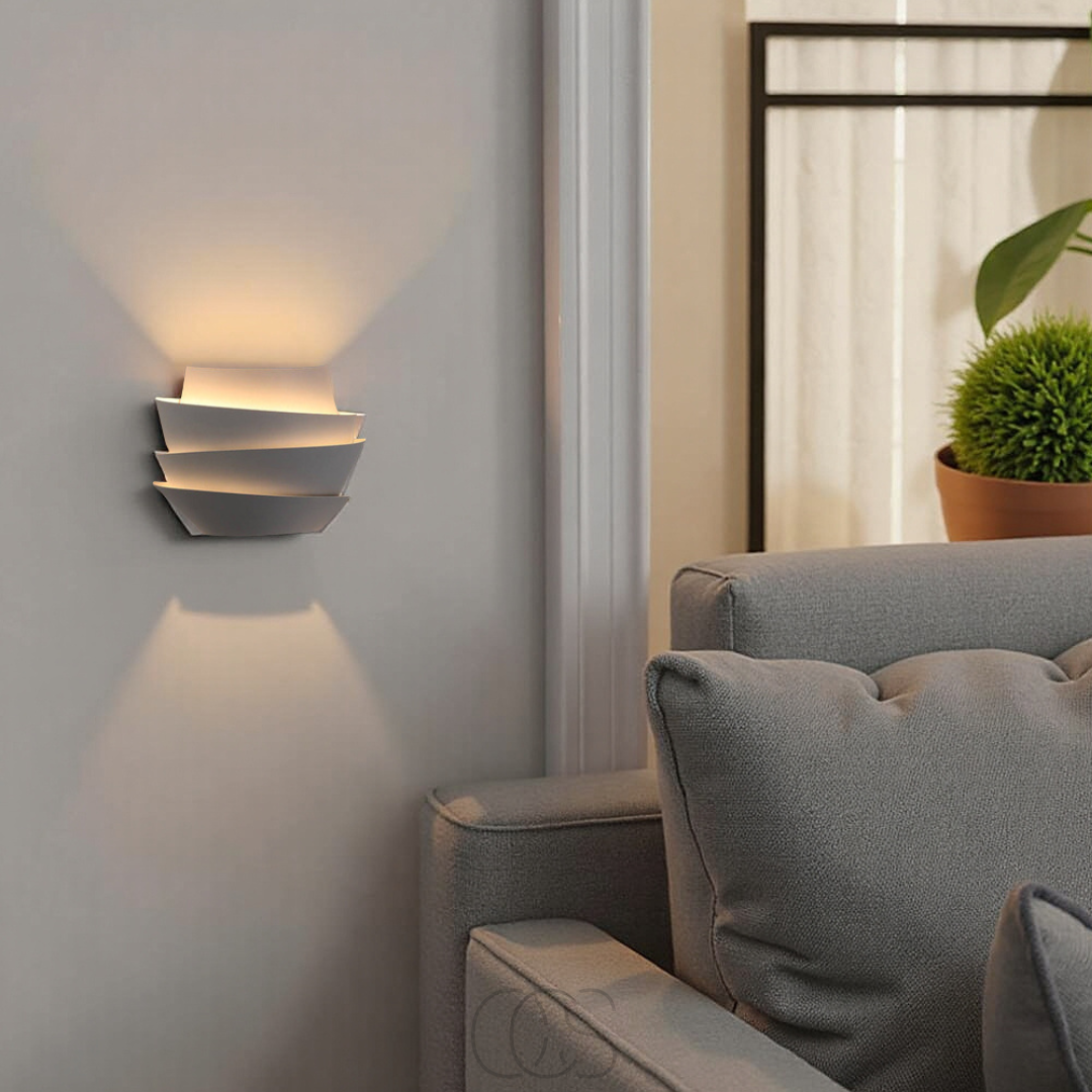 Double Up-Down Wall Sconce White Mid-Century Modern Light Fixture for Bedroom Living Room Hallway Indoor Scandinavian Minimalist Home Decor